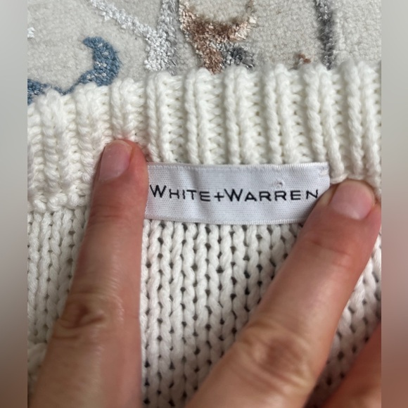 White + Warren Classic Cream white Crew Neck Sweater size Small - Picture 7 of 14